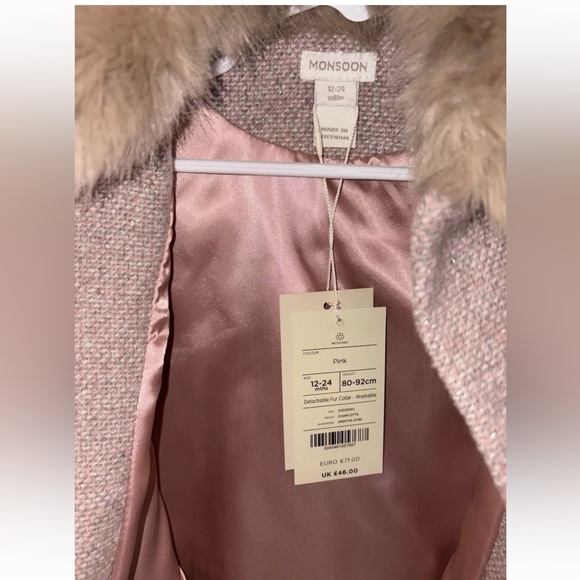 Monsoon Pink Cape Coat 18-24 Months - Picture 3 of 5